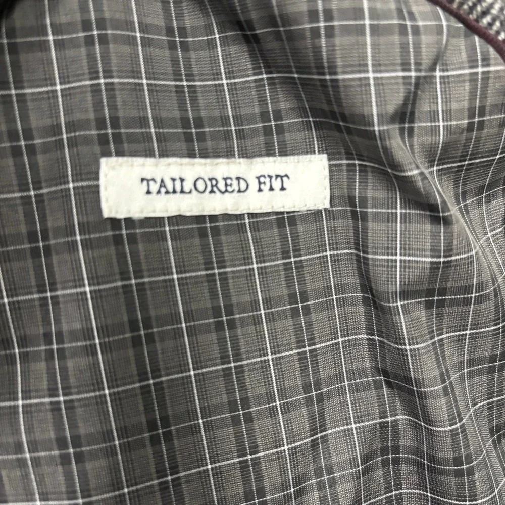 Jos A Bank 1905 Tailored Fit Herringbone Wool Blazer Sport Coat Grey Brown 48R